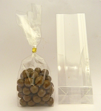 Clear Block Bottom Chocolate Bag (80mm x 40mm x 235mm)- pack of 100